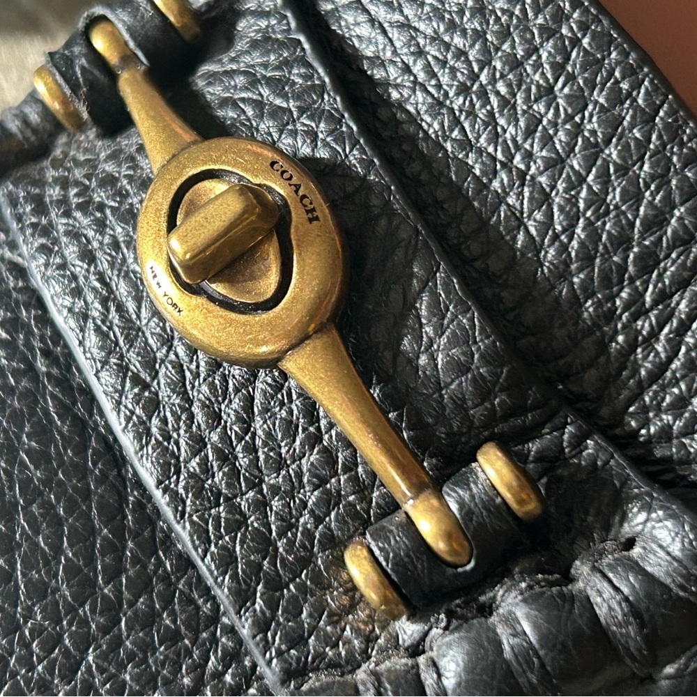 Coach Black Pebbled Leather Loafers with Gold Turnlock - Picture 6 of 8